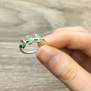 Green Olive Branch Ring, Sterling Silver Jewelry, Promise Ring, Statement Ring, Dainty Jewelry, Friendship Gift, Gift for Daughter, Birthday