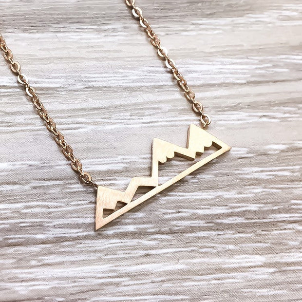 Tiny Mountain Necklace, Dainty Travel Jewelry, Hiking Jewelry, Nature Lover Gift, Outdoorsy Gift, Sister Necklace, Hiker, Traveler Gift