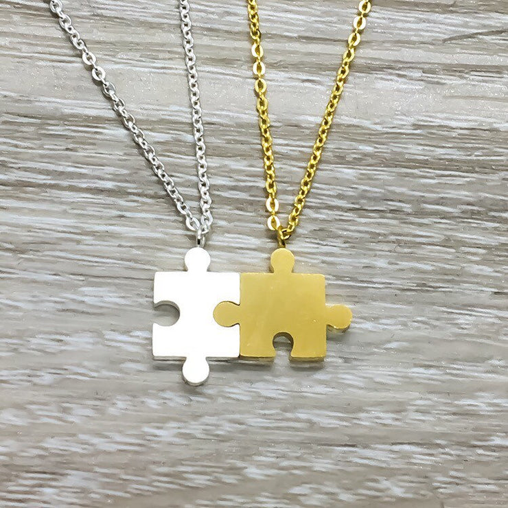 Interlocking Puzzle Necklaces, Matching Set for 2, True Friendship Card, Puzzle Piece Necklaces, Gift for Best Friend, Birthday Gift, Xmas