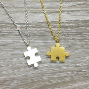 Puzzle Necklace Set for 2, Interlocking Puzzle Necklaces, Gift from Best Friend, BFF Gift, Friendship Necklace, Unbiological Sisters Jewelry