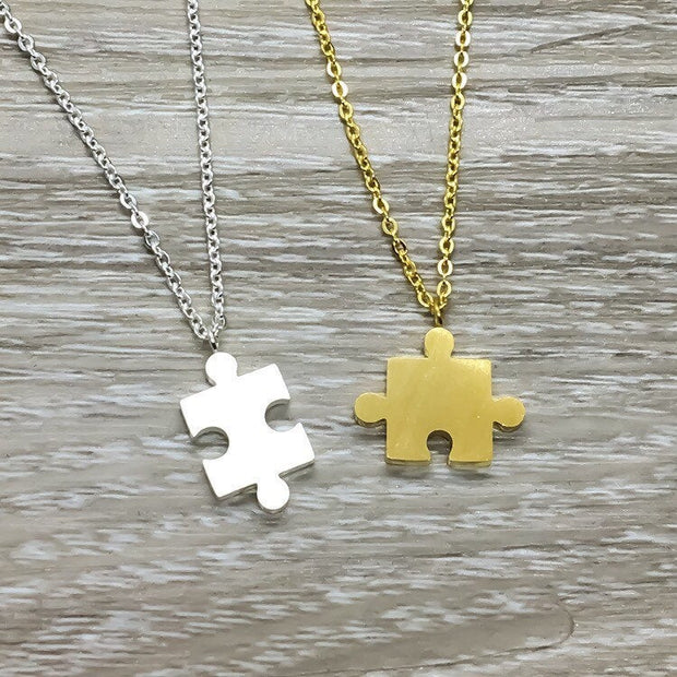 Puzzle Necklace Set for 2, Interlocking Puzzle Necklaces, Gift from Best Friend, BFF Gift, Friendship Necklace, Unbiological Sisters Jewelry