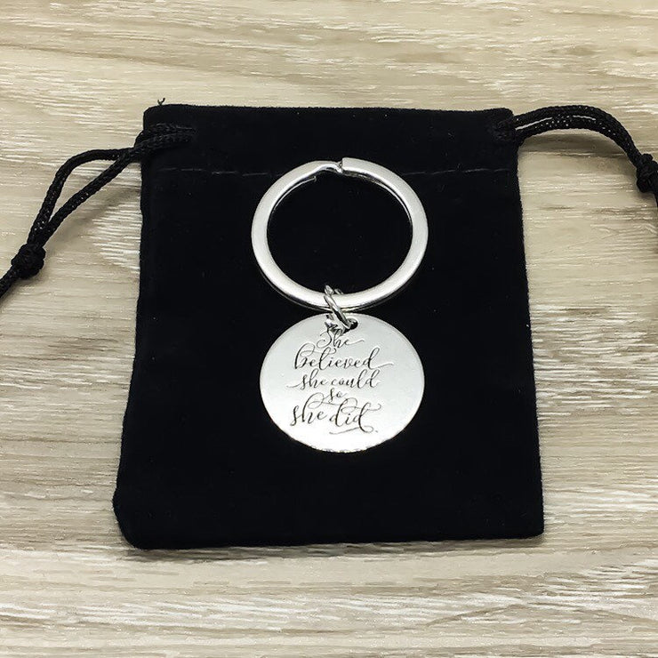 She Believed She Could Keychain, Motivational Gift, Inspirational Keyc –  Simple Reminders