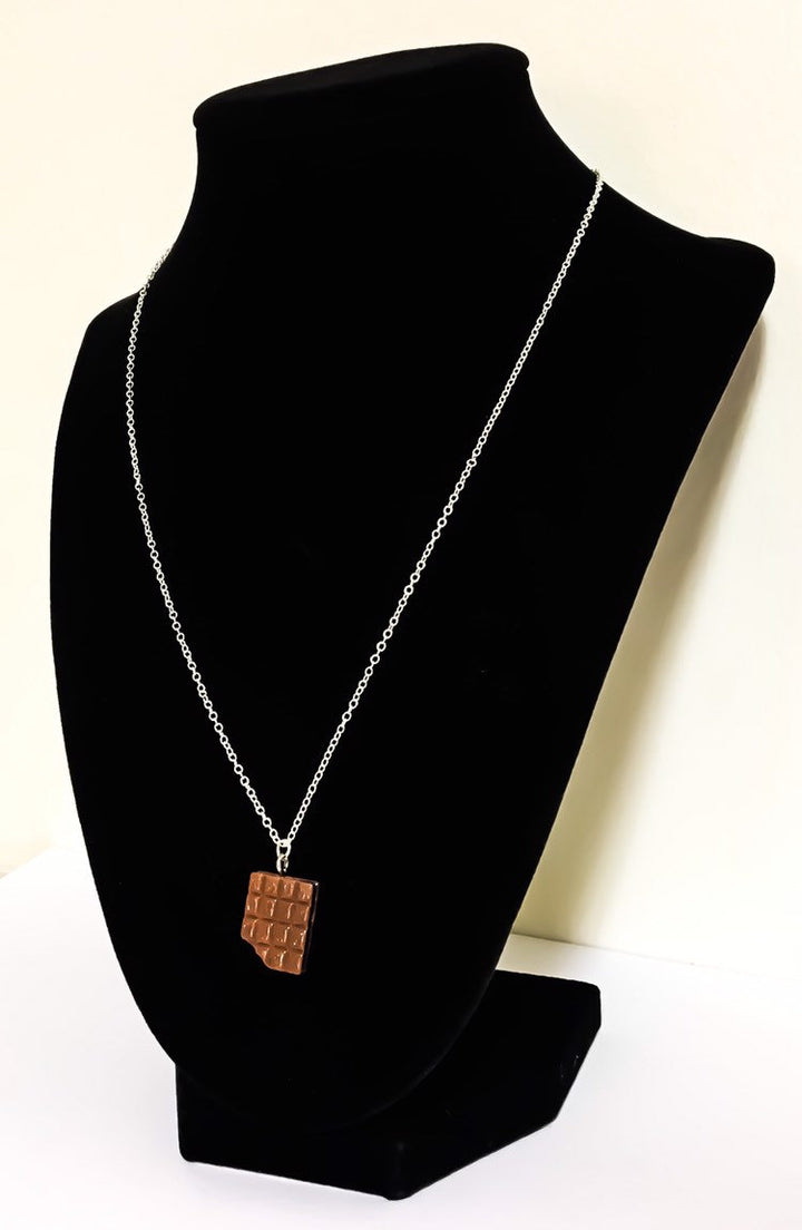 Collier Chocolat, Bijou Gourmand, Cadeau pour Accro au Chocolat, Breloque Barre de Chocolat, Cadeau pour Maman, Cadeau pour Meilleure Amie, Cadeau pour Fille, Breloque Gourmande