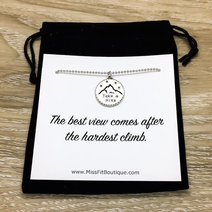 The Best View Comes After the Hardest Climb, Travel Gift, Take a Hike Necklace, Hiking Gift for Women, Graduation Gift from Bestfriend