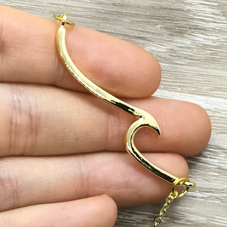 Life's a Wave Card, Wave Necklace, Beach Lover Necklace, Gift for Swimmers, Inspirational Ocean Wave Pendant, Summer Necklace