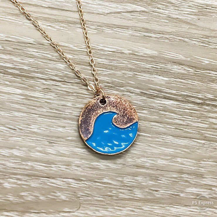Life is Better at the Beach Card, Blue Water Wave Necklace, Beach Lover Necklace, Tropical Gift, Minimalist Ocean Necklace, Summer Jewelry