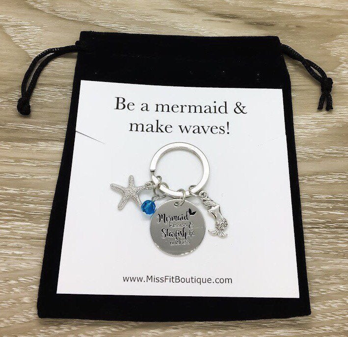Be a Mermaid Gift, Mermaid Kisses Starfish Wishes Keychain, Mermaid Gift, Beach Keychain, Sea Life Gift, Ocean Gift, Gift for Daughter