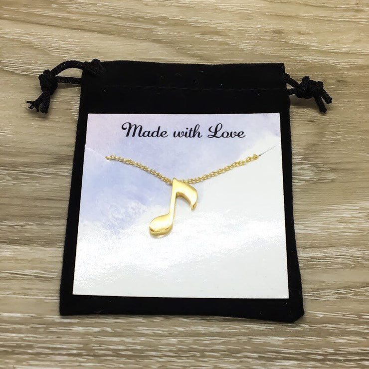 Dainty Music Note Necklace, Thank You Gift, Quote Card, Music Jewelry, Music Gift, Birthday Gifts, Gift from Student, Graduation