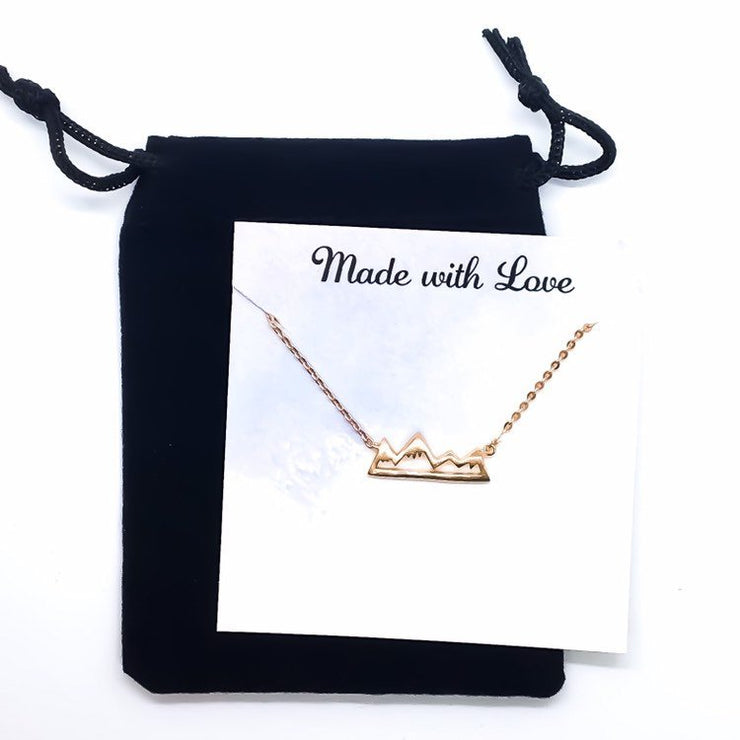 Strength Gift, Mountain Necklace, Dainty Rose Gold Jewelry, Uplifting Gift, Encouragement Card, Friendship Necklace, Graduation Gifts
