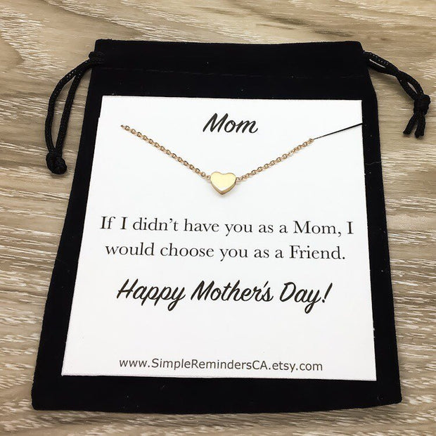 Mom Jewelry, Heart Necklace, Happy Mother's Day Card, Mother of Two, Motherhood Necklace, Mother Gift, Gift from Daughter, Mama Gift, Mommy