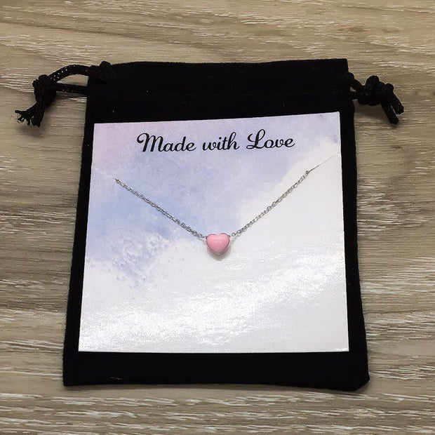 Daughter Necklace with Card, Tiny Heart Pendant, Gift for Bride from Mother of the Bride, Heart-Shaped Jewelry, Stepdaughter Gift