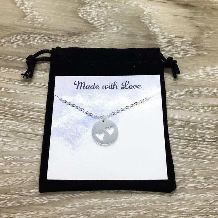 Grandma Necklace, Grandmother of 2 Gift, Two Heart Necklace, Gift for Nana, Gift from Grandchildren, Pregnancy Annoucement, Mothers Day Gift