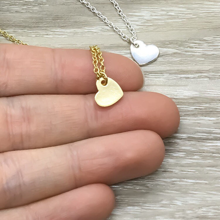 Tiny Gold Heart Pendant, Heart Shaped Necklace, Gift for Daughter, Mom Necklace, Friendship Necklace, Minimalist Jewelry, Dainty Pendant