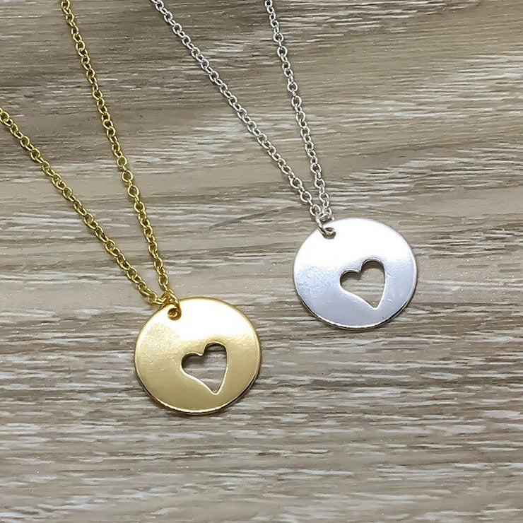 Heart Cut Out Pendant, Piece of my Heart Necklace, Gift for Bestie, BFF Necklace, Daughter Jewelry, Friendship Necklace, Minimal Jewelry