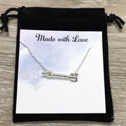 Stepmom Gift, Dainty Arrow Jewelry, Stepmother Necklace, Rose Gold Arrow Pendant, Gift from Stepdaughter, Silver Sideways Arrow Necklace