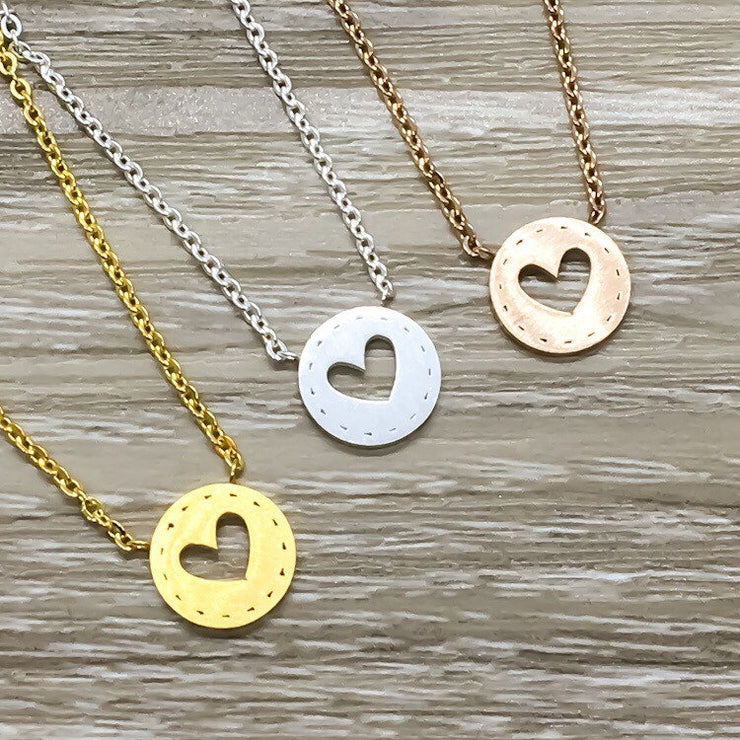 Heart Cut Out Necklace, Rose Gold Heart Jewelry, Friendship Necklace, Boho Geometric Jewelry, Gift for Her, Gift for Mother, Gift for BFF