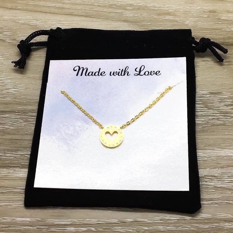 Collier cœur ajouré, Bijou cœur en or rose, Collier d'amitié, Bijou géométrique bohème, Cadeau pour elle, Cadeau pour maman, Cadeau pour meilleure amie