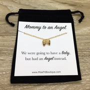 Miscarriage Card, Mommy To An Angel, Infant Loss, Angel Wings Necklace, Gold, Silver