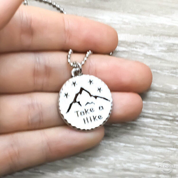 Take a Hike Necklace, Travel Gifts, Hiking Gift for Women, Graduation Gift from Bestfriend, Outdoors Lover Gift for Her, Jewelry Ideas