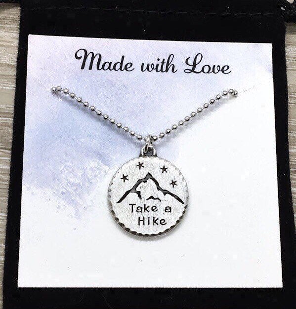 Take a Hike Necklace, Travel Gifts, Hiking Gift for Women, Graduation Gift from Bestfriend, Outdoors Lover Gift for Her, Jewelry Ideas