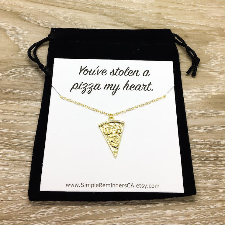 Stolen a Pizza my Heart, Pizza Slice Necklace, Friendship Necklace, Dainty Pizza Jewelry, Pizza Lover Gift, Gift for Girlfriend