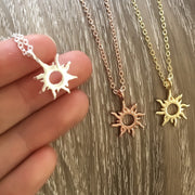 Tiny Sun Necklace, Sunshine Pendant, Dainty Layering Necklace with Card, Motivational Gift, Summer Necklace, Minimalist Jewelry