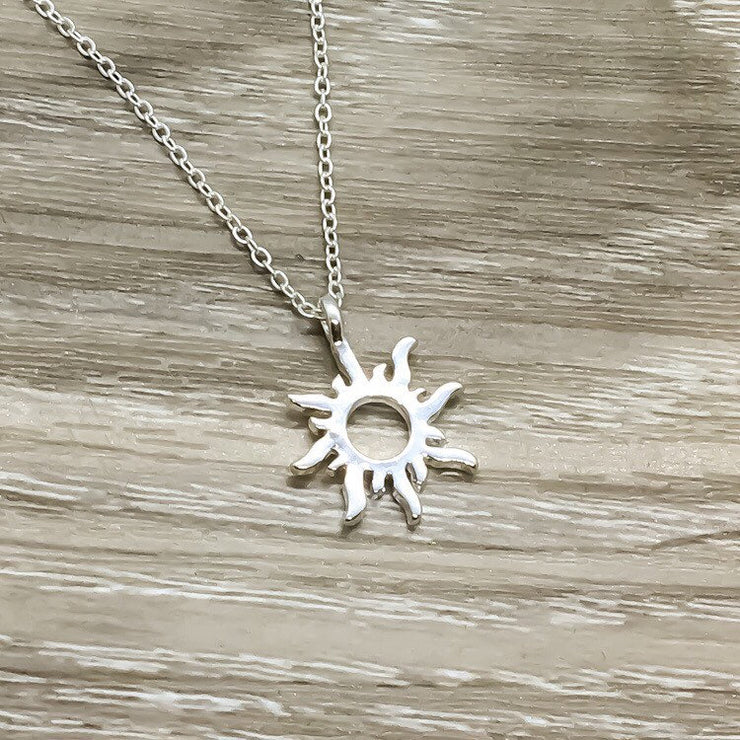 Sun Necklace, Silver Sunshine Pendant, Motivational Gifts, Simple Reminder Card, Gift for Daughter, Every Day Necklace, Summer Jewelry