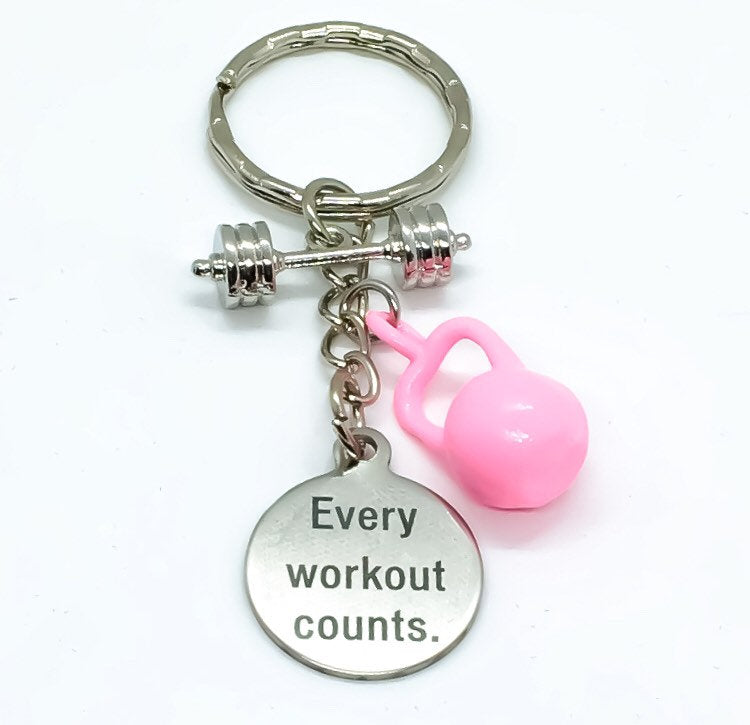 Porte-clés d'entraînement fitness, Chaque séance compte, Breloque citation, Cadeau haltérophilie, Porte-clés coach sportif, Porte-clés salle de sport, Breloque haltère