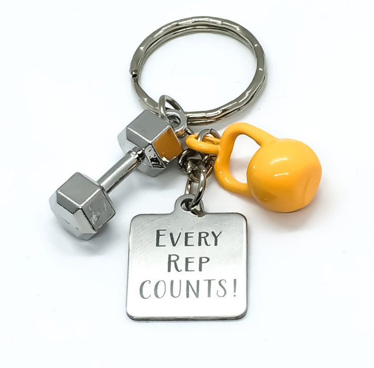 Every Rep Counts, Kettlebell Keychain, Fitness Exercise Gift