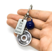 Fitness Keyring, Kettlebell Charm, Personal Trainer Gift, Hand Stamped Keyring, Weightlifting Keychain, Fitness Motivation, Quote Charm