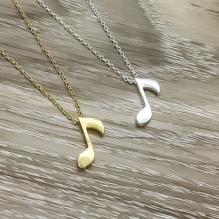 Music Note Necklace, Silver Musical Pendant, Music Teacher Gift, Singer Gift, Musician Gift, Friendship Necklace, BFF Necklace, Choir Gift
