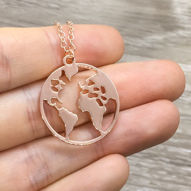 Travel the World Gift, World Map Pendant, Planet Earth Necklace, Gift for Traveler, Going Away Card, Travel Gift, Bon Voyage, Graduate Gift