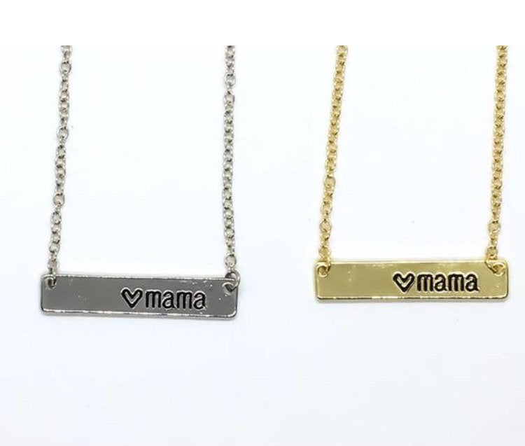 Collier « Maman », pendentif gravé barre horizontale, cadeau d'une fille, cadeau pour une mère, collier délicat, cadeau pour une nouvelle maman, cadeau pour une mère