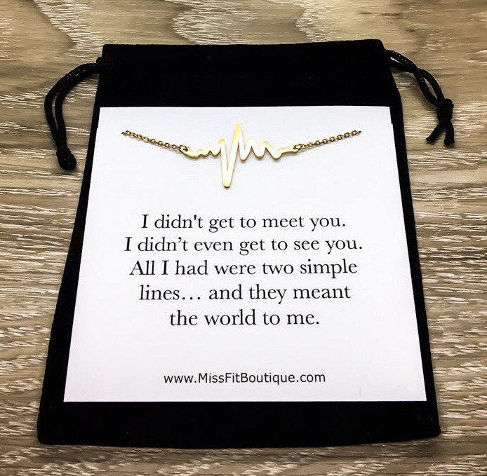 Mother Heart Pendant with Card, Heartbeat EKG Necklace, Miscarriage Gift, Loss of Infant Keepsake, Remembrance Gift, New Mother Gift