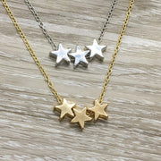 Three Stars Necklace, Reach for the Stars Card, Meaningful Jewelry, Christmas Gift for Teen Daughter, Gift from Mother, Celestial Jewelry