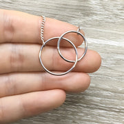 Midwife Gift, Two Circles Necklace, Interlocked Double Circles, Circular Pendant, Thank You Gift for Doula, Pregnancy, Gift from New Mom