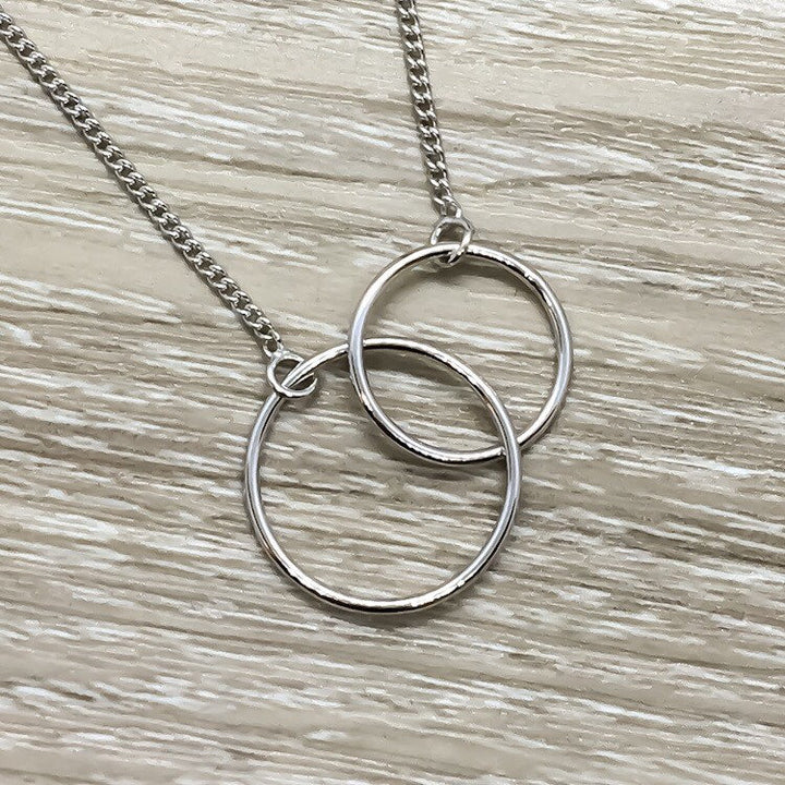 Midwife Gift, Two Circles Necklace, Interlocked Double Circles, Circular Pendant, Thank You Gift for Doula, Pregnancy, Gift from New Mom