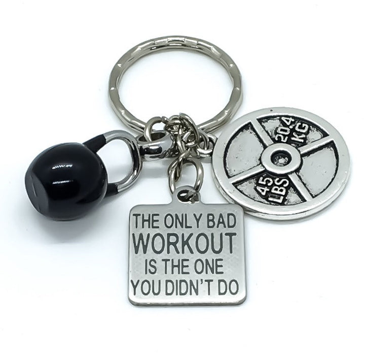 Porte-clés fitness, The Only Bad Workout, kettlebell, disque de 20 kg