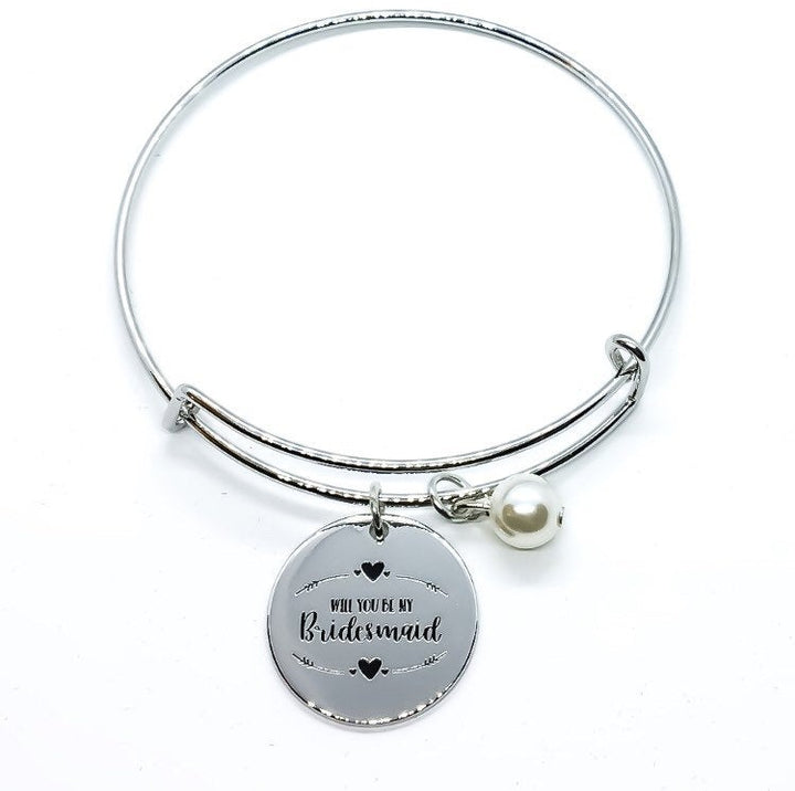 Bridesmaid Proposal Bangle Bracelet, Will You Be My Bridesmaid, Silver