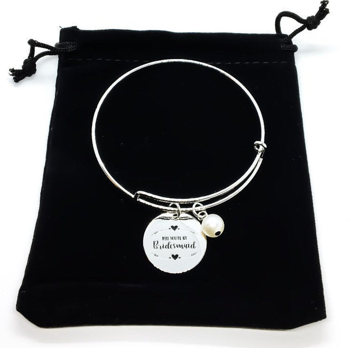 Bridesmaid Proposal Bangle Bracelet, Will You Be My Bridesmaid, Silver