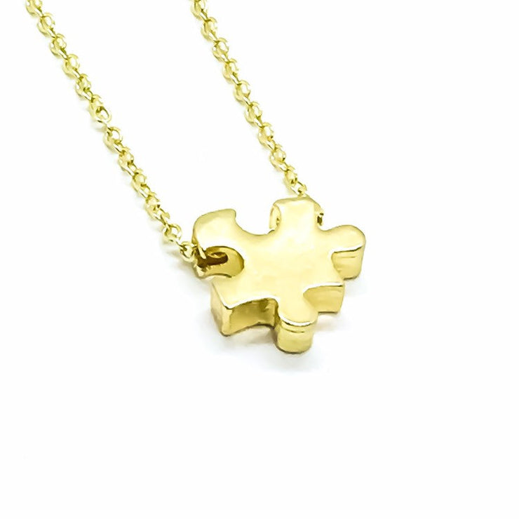 Puzzle Necklace, Rose Gold Jigsaw Puzzle Jewelry, Autism Awareness Necklace, Gift for Mom, Geometric Jewelry, Simple Every Day Jewelry