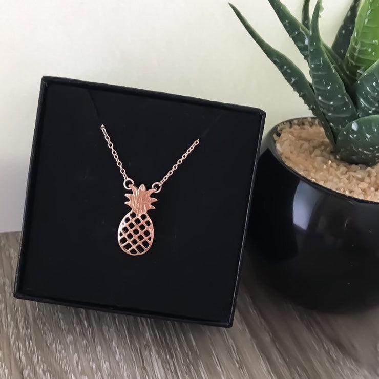Pineapple Necklace, Simple Minimalist Jewelry, Tropical Fruit Necklace, Gift for Girlfriend, Gift from Bestie, Fun Every Day Jewelry, Foodie