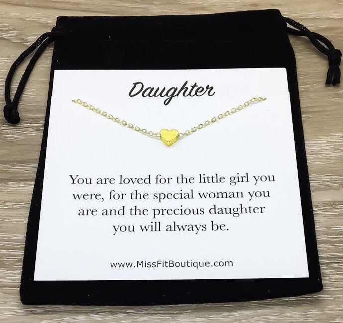 Tiny Heart Necklace with Card, Gift for Daughter, Dainty Heart Jewelry, Gift from Mom, Mother Daughter Jewelry, Birthday Gift, Grad Gift