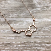 Serotonin Necklace, Rose Gold Jewelry, Molecular Necklace, Chemistry Necklace, Molecule Pendant, Gift for Science Teacher, Gift for Student