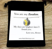 You Are My Sunshine Quote, Sunflower Necklace, Flower Necklace, Personalized Card, Meaningful Gift for Her, Gift for Girlfriend, Holiday