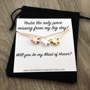 Maid of Honor Proposal Puzzle Necklace, Will You Be My Card, Rose Gold, Silver