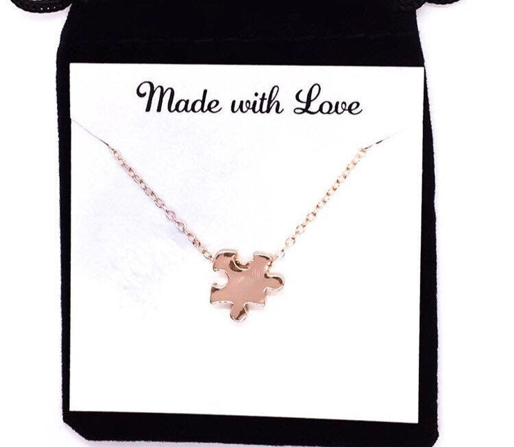 I Love You To Pieces Card, Puzzle Piece Necklace, Rose Gold, Gold, Silver