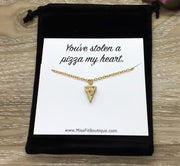Stolen a Pizza my Heart, Tiny Pizza Necklace, BestFriend Gift, Friendship Gift, Pizza Jewelry, Minimal Cheese Necklace, Wife Gift,