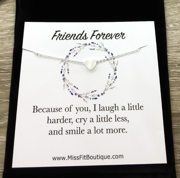 Friends Forever, Heart Necklace with Card, Rose Gold, Silver, Gold