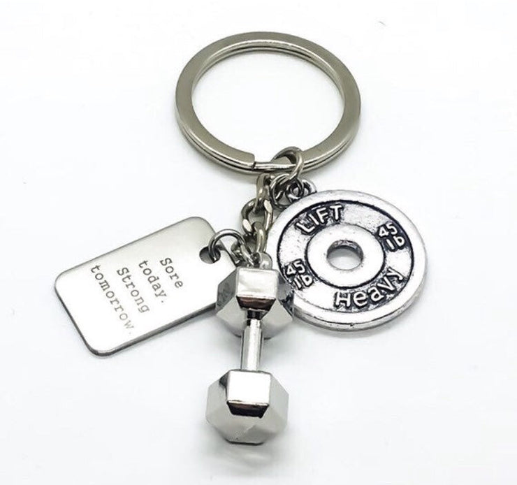 Fitness Keychain, Sore Today Strong Tomorrow, Motivational Quote Charm, Weightlifting Gift, Personal Trainer Keychain, Fitness Lover Gifts